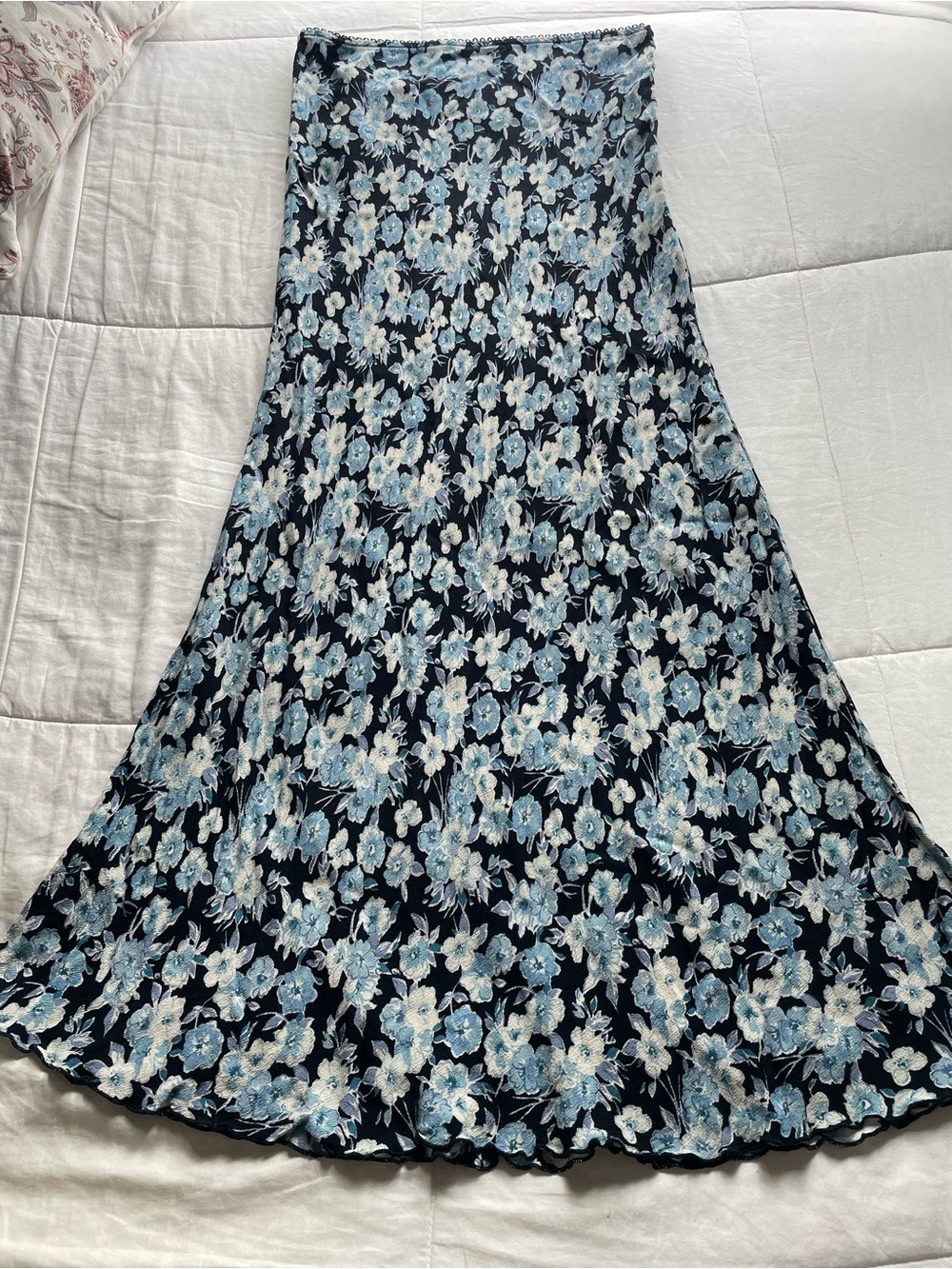 Old Navy Y2K Vintage Navy Blue Floral Maxi Slip Skirt 6 Whimsigoth Fairy Grunge